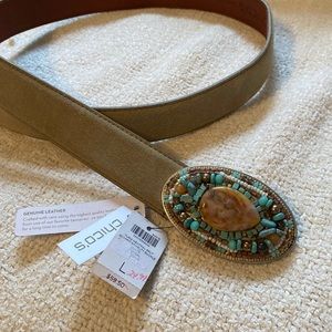 Chico’s leather belt with turquoise beaded buckle-never worn